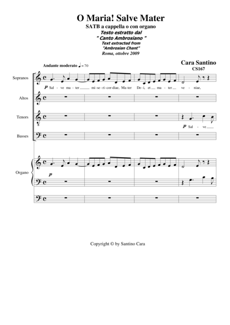 Free Sheet Music O Maria Salve Mater Choir Satb A Cappella Or With Organ