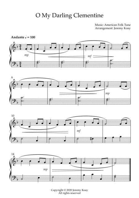 O My Darling Clementine Beginner And Early Intermediate Solo Piano Sheet Music