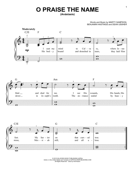 Free Sheet Music O Praise The Name Anastasis