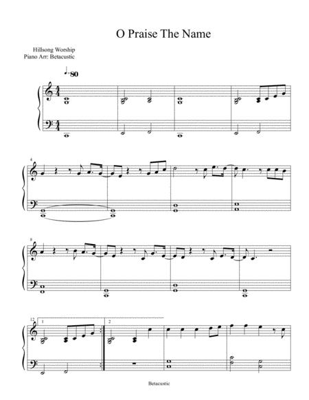 Free Sheet Music O Praise The Name Hillsong Marty Sampson Sheet Music Easy Piano