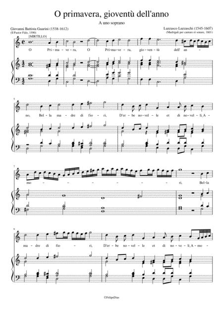 Free Sheet Music O Primavera Giovent Dell Anno