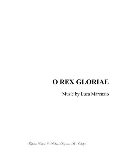 O Rex Gloriae For Satb Choir Sheet Music