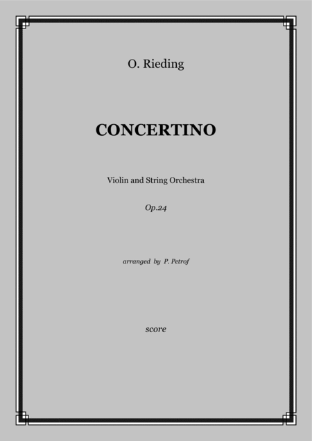 O Rieding Concertino For Violin And String Orchestra Op 24 Score And Parts Sheet Music