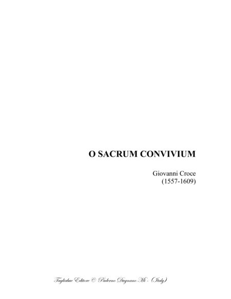 O Sacrum Convivium G Croce For Satb Choir Sheet Music