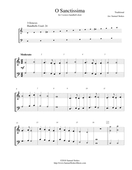 Free Sheet Music O Sanctissima For 3 Octave Handbell Choir