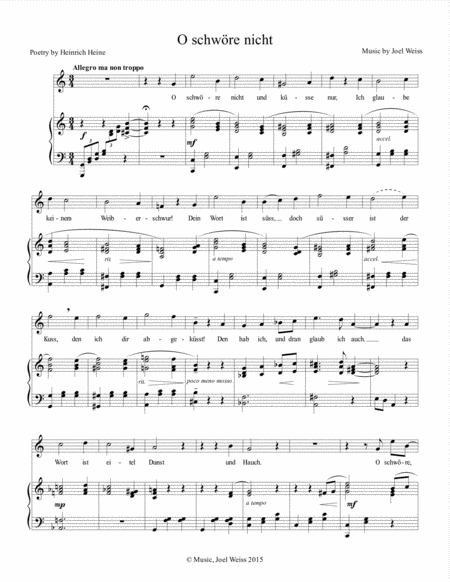 Free Sheet Music O Schwre Nicht