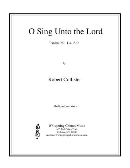 Free Sheet Music O Sing Unto The Lord Medium Low Voice