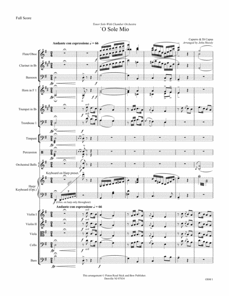 Free Sheet Music O Sole Mi Tenor Solo With Chamber Orchestra