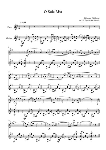 Free Sheet Music O Sole Mio Eduardo Di Capua For Flute Guitar