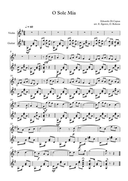 O Sole Mio Eduardo Di Capua For Violin Guitar Sheet Music