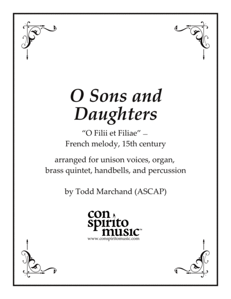 O Sons And Daughters Unison Voices Organ Brass Handbells Timpani Sheet Music