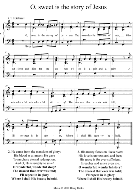 Free Sheet Music O Sweet Is The Story Of Jesus A New Tune To A Wonderful Old Hymn