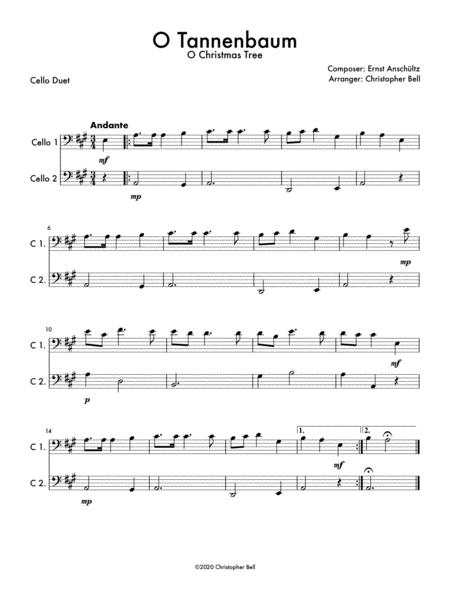Free Sheet Music O Tannenbaum Easy Cello Duet