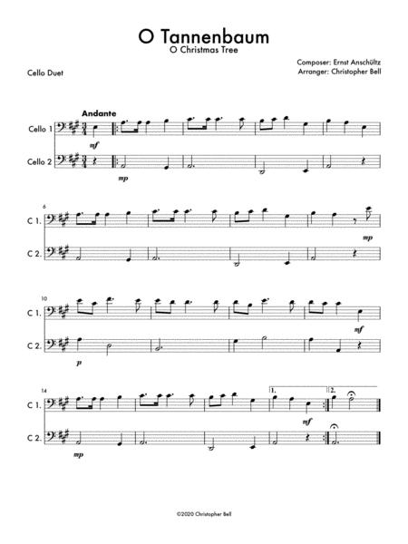 O Tannenbaum Easy Cello Duet Sheet Music