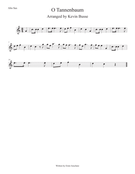 Free Sheet Music O Tannenbaum Easy Key Of C Alto Sax