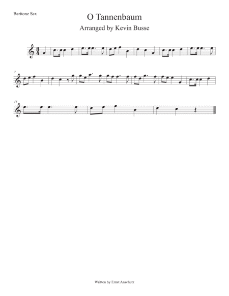 O Tannenbaum Easy Key Of C Bari Sax Sheet Music