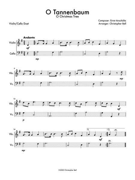 O Tannenbaum Easy Violin Cello Duet Sheet Music