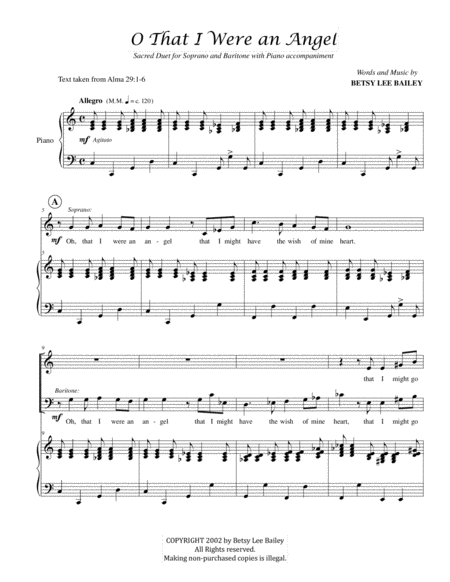 Free Sheet Music O That Were An Angel Sacred Duet For Soprano And Baritone