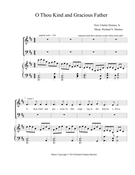 O Thou Kind And Gracious Father Sheet Music