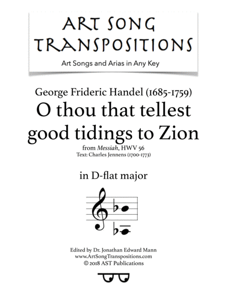 Free Sheet Music O Thou That Tellest Good Tidings To Zion D Flat Major