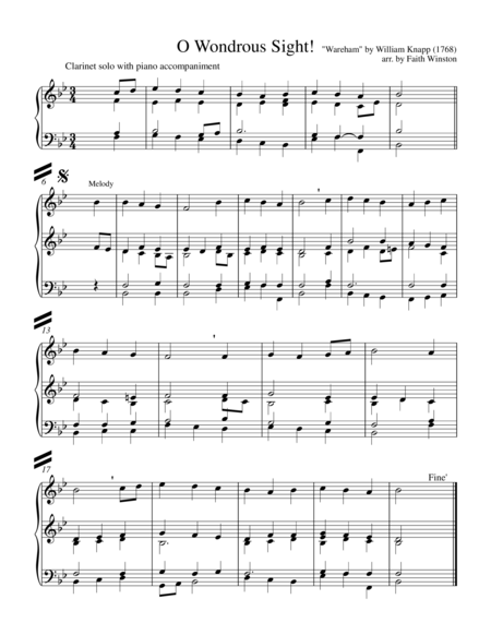 Free Sheet Music O Wondrous Sight Clarinet Solo