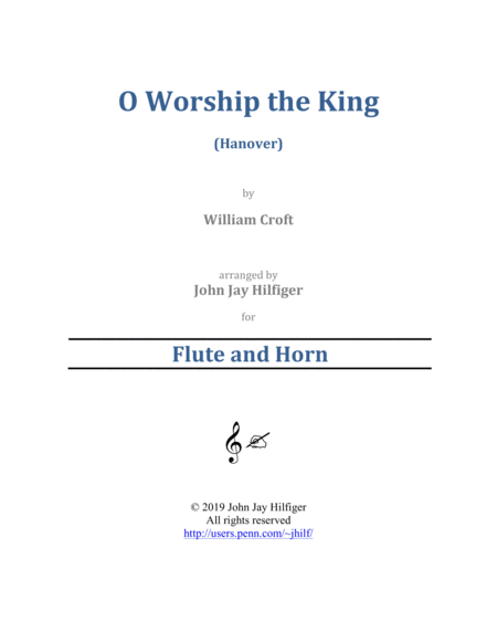 O Worship The King For Flute And Horn Sheet Music