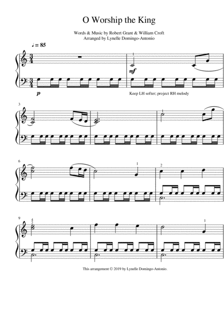 Free Sheet Music O Worship The King Intermediate Piano Solo