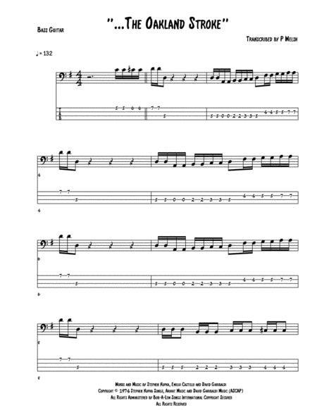 Free Sheet Music Oakland Stroke Bass Guitar Tab