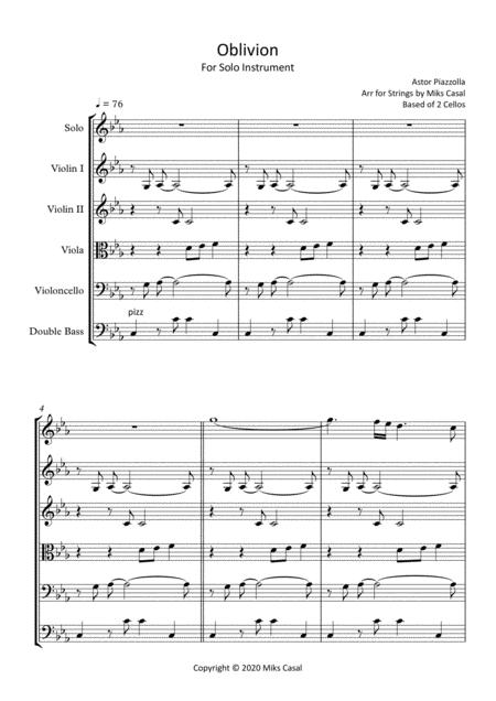 Free Sheet Music Oblivion For String Orchestra And Solo Instrument