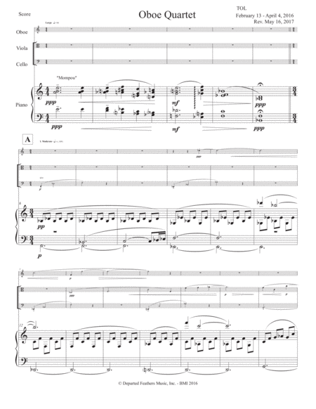 Oboe Quartet 2016 Piano Part Sheet Music