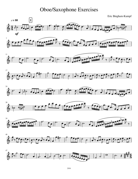 Free Sheet Music Oboe Saxophone Exercises