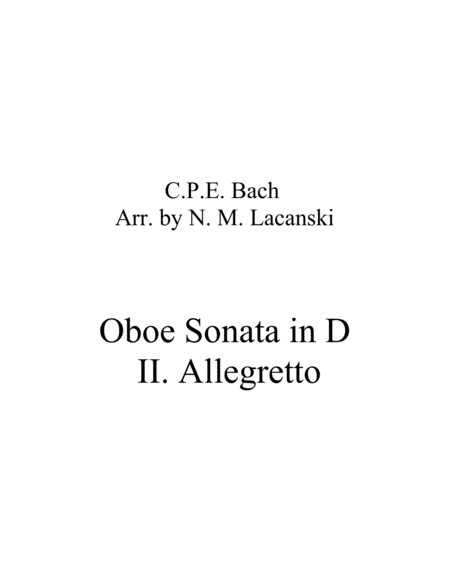 Oboe Sonata In D Ii Allegretto Sheet Music