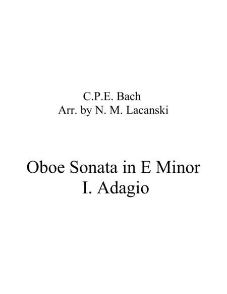 Free Sheet Music Oboe Sonata In E Minor I Adagio
