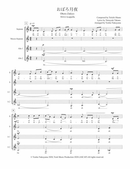 Oboro Zukiyo Ssaa Acappella Sheet Music