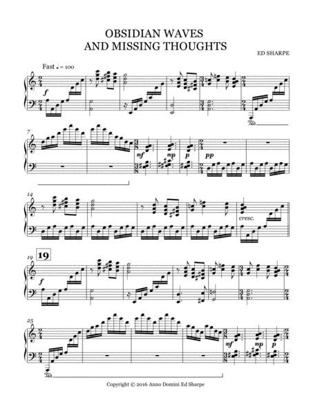 Obsidian Waves And Missing Thoughts Sheet Music