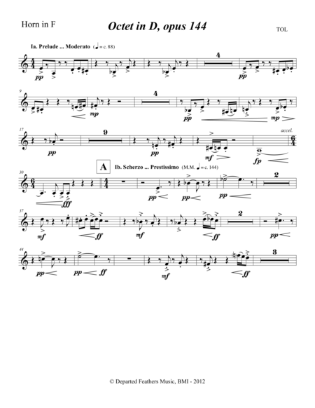 Octet In D Opus 144 2012 Horn Part Sheet Music