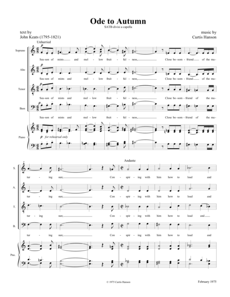 Ode To Autumn Satb Sheet Music