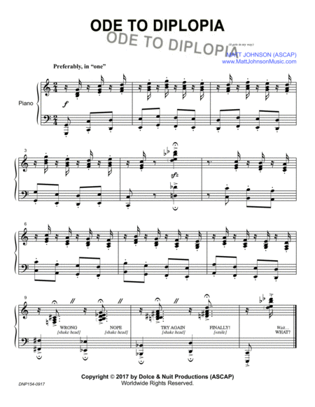 Free Sheet Music Ode To Diplopia