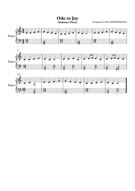 Ode To Joy Beginner Piano Sheet Music