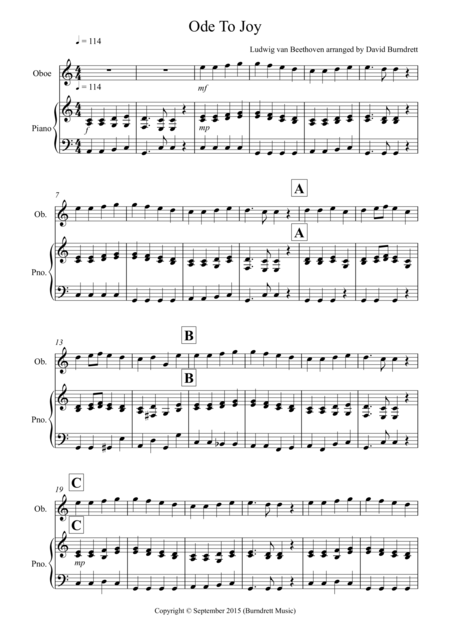 Ode To Joy For Oboe And Piano Sheet Music