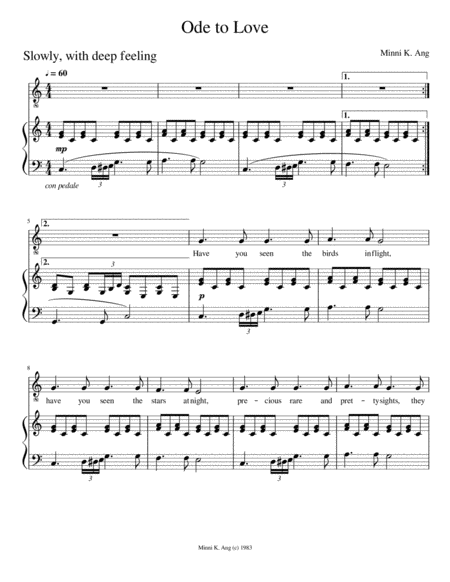 Ode To Love Sheet Music