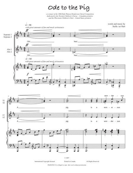 Ode To The Pig Sheet Music