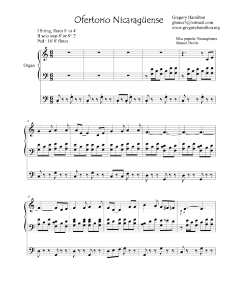 Ofertorio Nicareguense Arranged For Organ Sheet Music