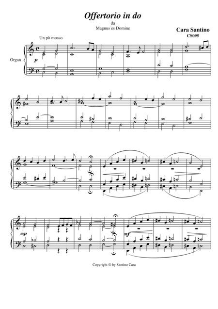 Free Sheet Music Offertory In C Major For Organ