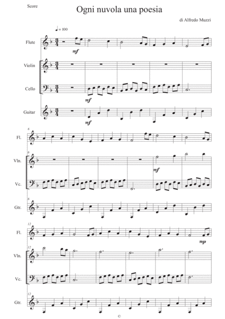 Free Sheet Music Ogni Nuvola Una Poesia