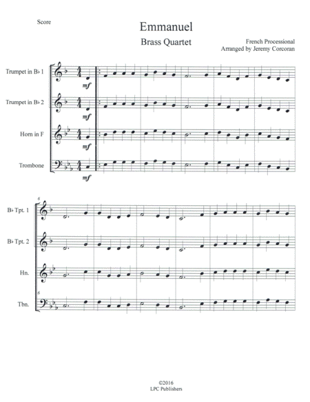 Oh Come Emmanuel For Brass Quartet Sheet Music