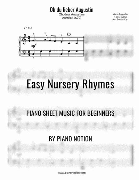 Free Sheet Music Oh Du Lieber Augustin Easy Piano Solo