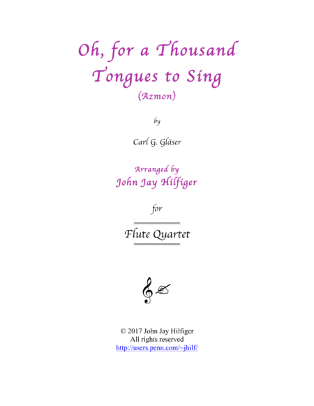 Oh For A Thousand Tongues To Sing Flute Quartet Sheet Music