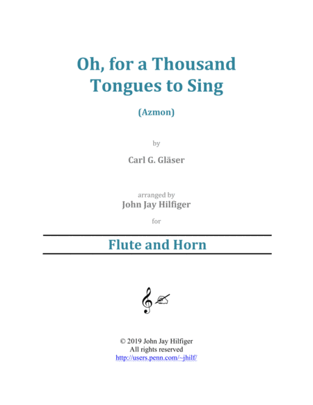 Free Sheet Music Oh For A Thousand Tongues To Sing For Flute And Horn