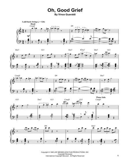 Oh Good Grief Sheet Music